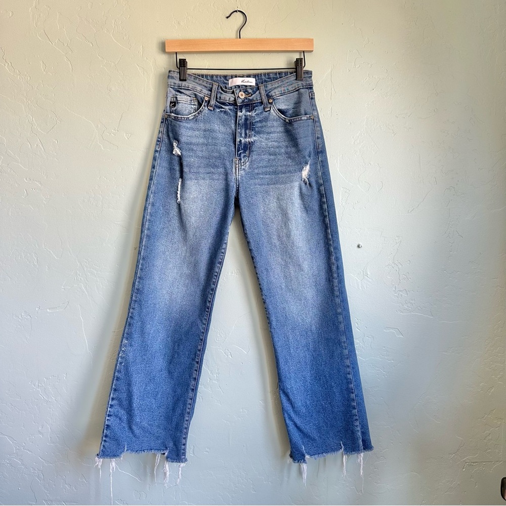 KanCan Light Blue Distressed Wide Leg Jeans